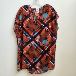 Cabi Lattice Tunic with Cami 2 Piece Set Womens Small 3773 Floral Burnt Orange